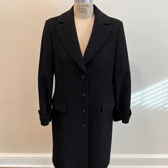 Brooks Brothers 346 Black Wool-Cashmere Blend Trench Coat, Women's Size 10 - Picture 2 of 15
